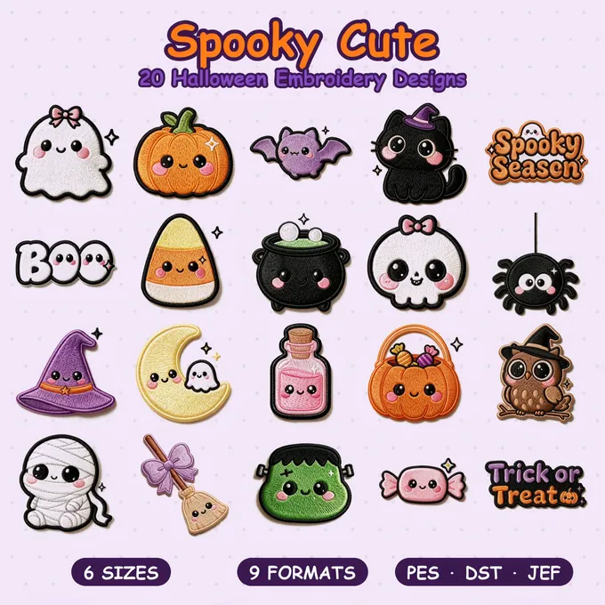 Spooky cute Halloween embroidery design collection